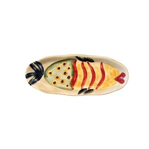 Tabletops Unlimited Under the Sea 10" Hand Painted Oval Fish Serving Tray